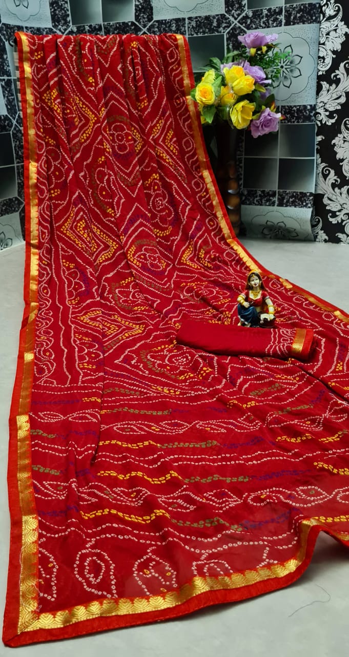 Mahek 24 Latest Designer Regular Wear Heavy Bandhani Printed Chiffon Saree Collection